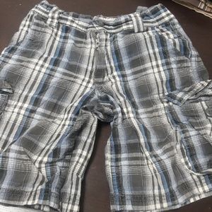 Arizona Jean Company Plaid Kids Shorts - Black, Blue, White